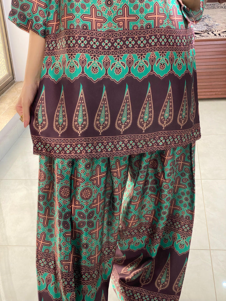 Green Brown Print Lulusar