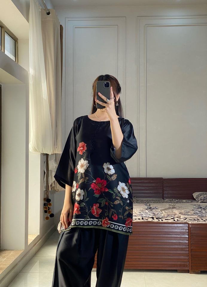 Black Flowers Print Lulusar