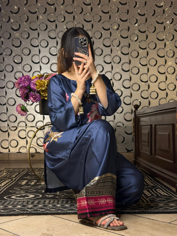 Blue Flowers Farshi Shalwar