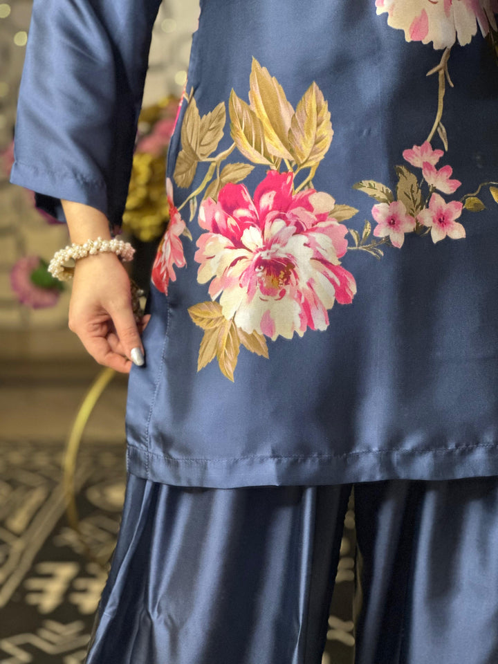 Blue Flowers Farshi Shalwar