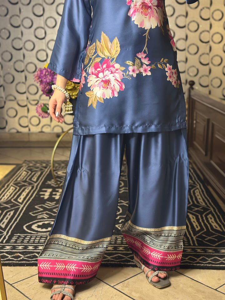 Blue Flowers Farshi Shalwar