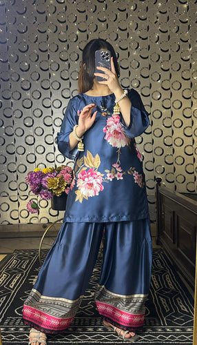 Blue Flowers Farshi Shalwar