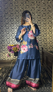 Blue Flowers Farshi Shalwar