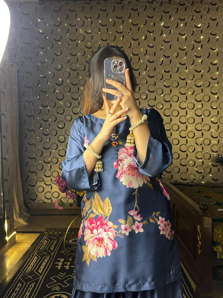 Blue Flowers Farshi Shalwar