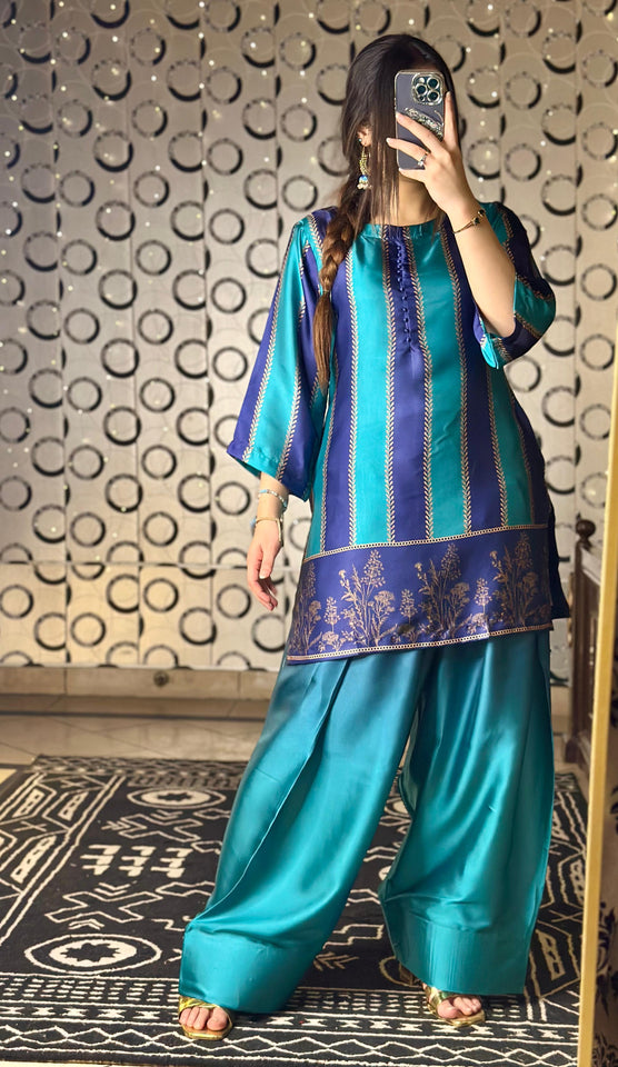 Blue & Purple Farshi Shalwar