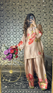 Skin Flowers Farshi Shalwar