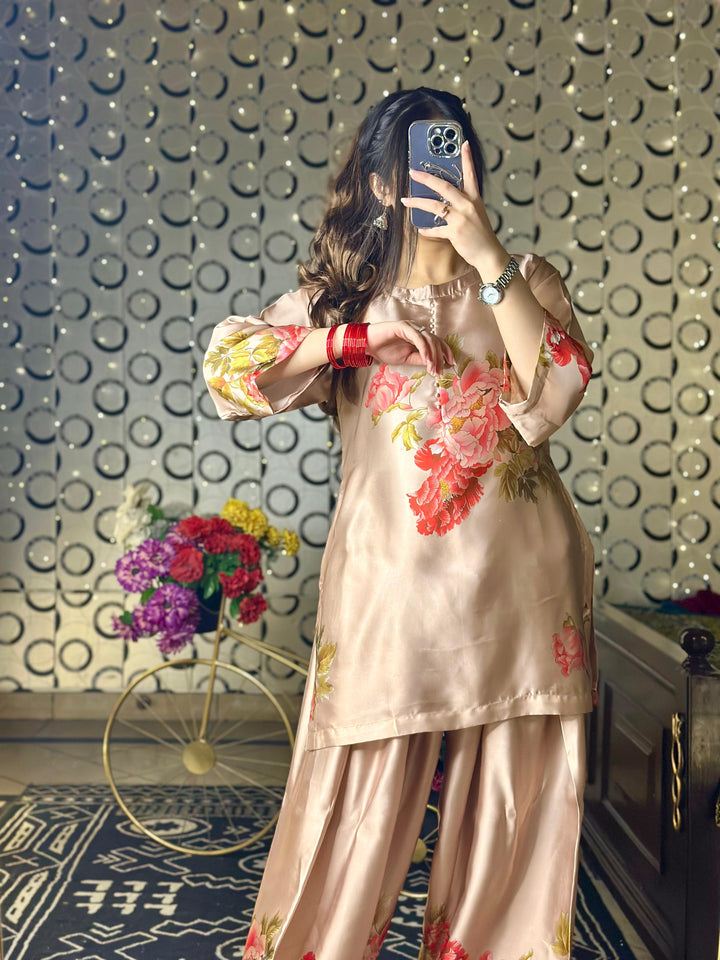 Skin Flowers Farshi Shalwar