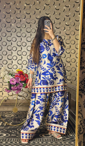 White & Blue Farshi Shalwar